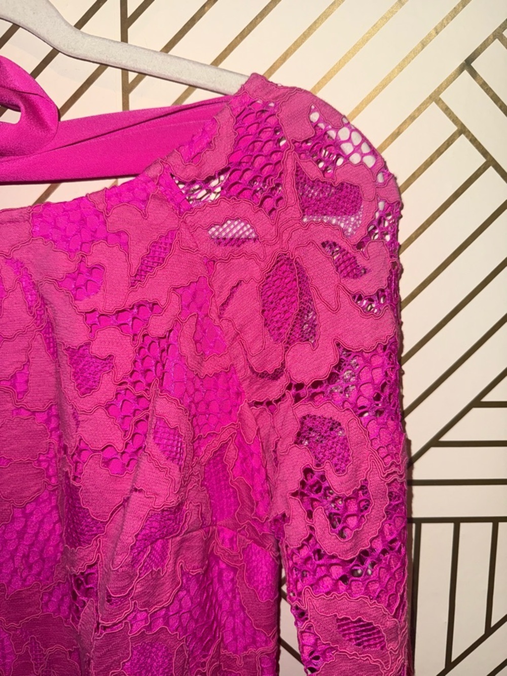 Lilly Pulitzer Aaliyah Dress Hot Pink Lace Mini Dress with Tie Back Size 2 Lace - Picture 4 of 15